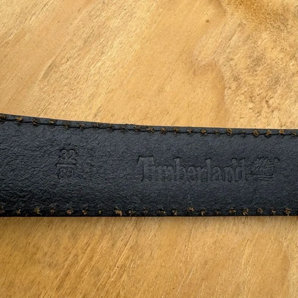 Vintage Timberland Italian Leather Belt Brass Buckle 32” Style 1341